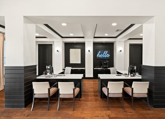 Leasing office with seating