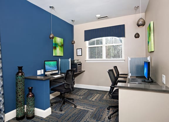 Business Center with Computers and Wireless Printing