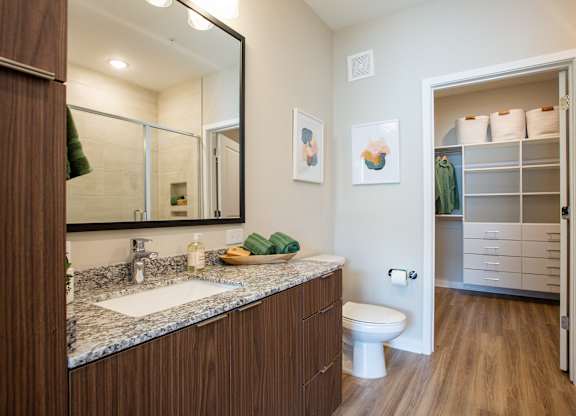 a bathroom with a sink and a toilet and a mirror
