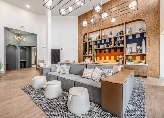 a living room with a couch and a coffee table