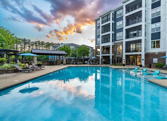 the swimming pool at the flats at big tex apartments