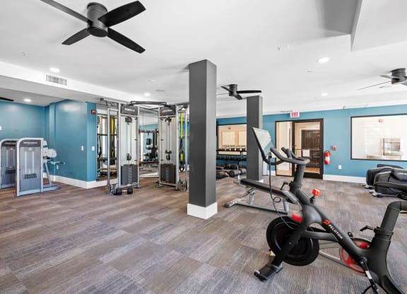the gym at the flats at big tex apartments