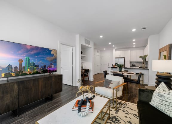 a living room with a couch and a tv