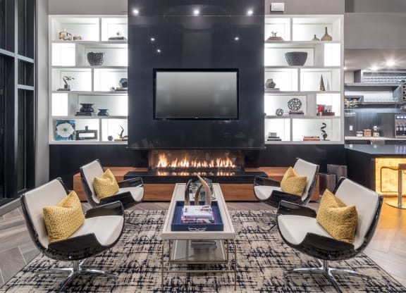 Resident Lounge with Fireplace and TV