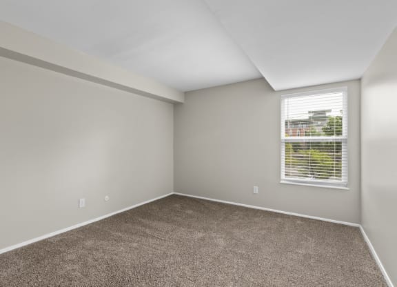 Bedroom with gray walls and carpet at Creve Coeur, Creve Coeur, MO