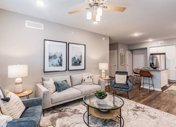 Living Room with Ceiling Fan at Edge75, Florida