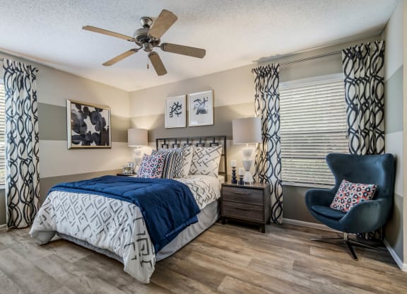 Bedroom with Ceiling Fan at Sanford Landing Apartments, Sanford, FL 32771