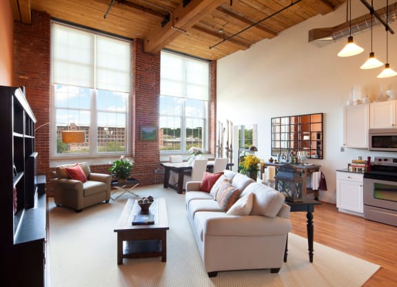 Model Living Room at Riverwalk Apartments, Lawrence