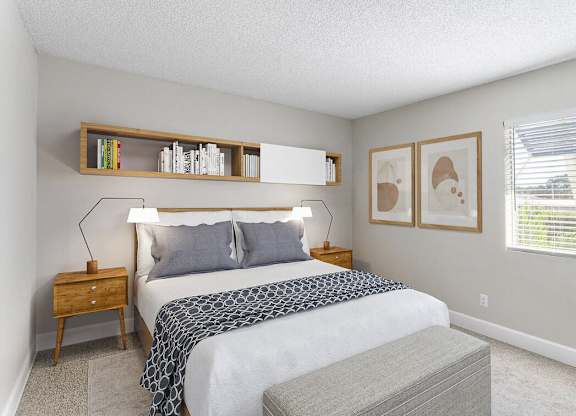 a bedroom with a bed and a window at Lakeside Villas, Florida, 32817