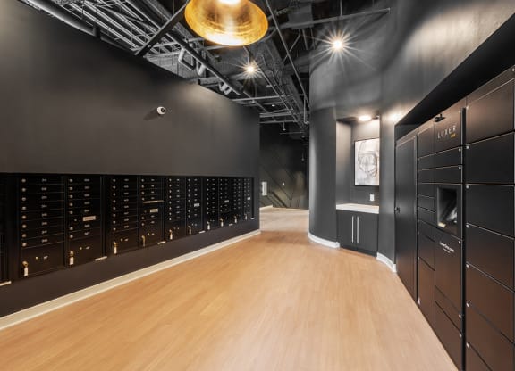 mailbox and package room at Steelcote Square, Missouri, 63103