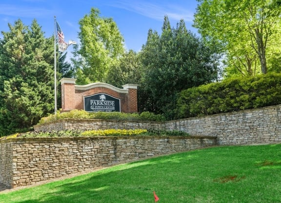Property entrance sign and landscape