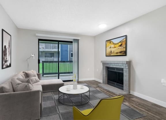 Model living room with vinyl flooring