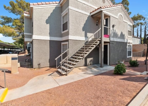 Apartment building exterior and landscape