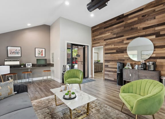 Community Clubhouse with Lounge Furniture at The Archer Apartments in Sacramento, CA.