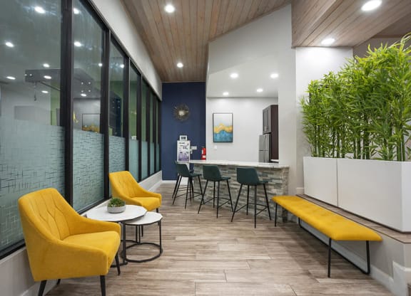 Community Clubhouse with Kitchen Area at Haven at Water's Edge Apartments in Tampa, FL.