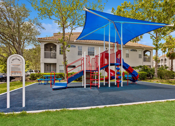 Community playground with sunshade