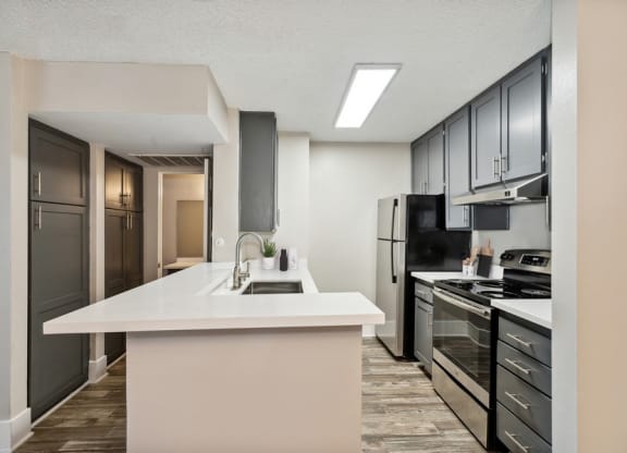 Model kitchen with bar