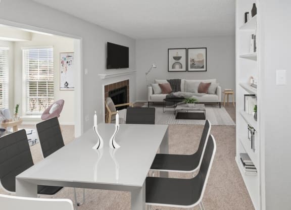 Model dining and living room at Autumnwood, Arlington, TX