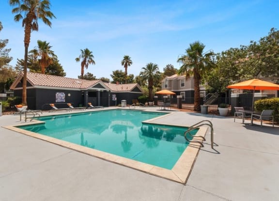 Poolside cabanas and chairs
