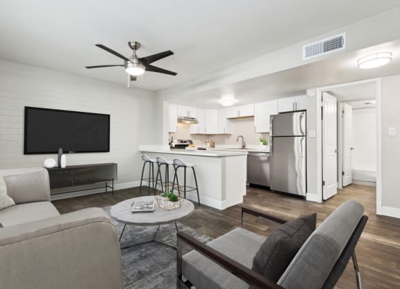 Model living room showcasing large open spaces