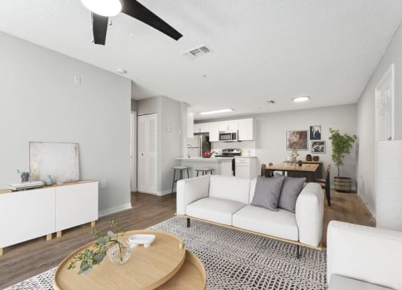 Model living room and dining room