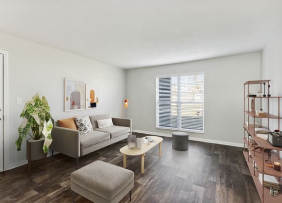 Model living room with an abundance of natural light