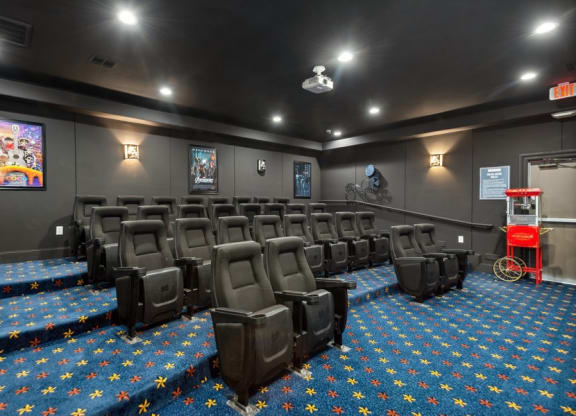 Community theater room at Park West Apartments in Houston, Texas