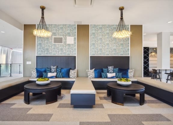 Community lounge  with booth seating spaces