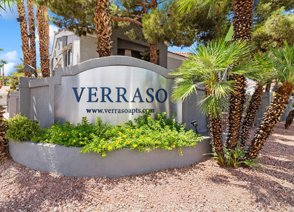 Community Monument Sign at Verraso Apartments in Las Vegas, NV.