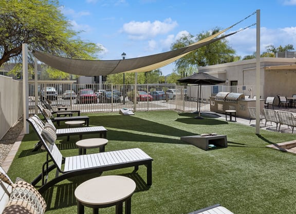 Outdoor Corn Hole Area at Ridgeline Apartments in Tucson, AZ.