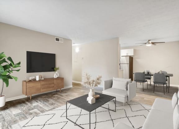 Model living room and dining room