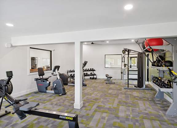 Community Fitness Center with Equipment at Lakeside Casitas Apartments located in Tucson, AZ.