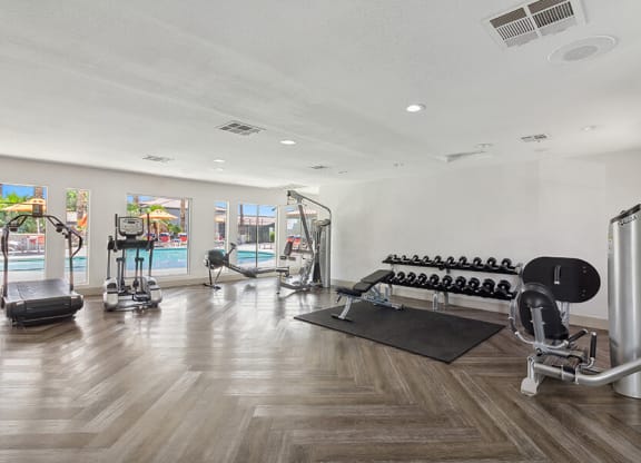 Community Fitness Center with Equipment at Loma Vista Apartments in Las Vegas, NV.