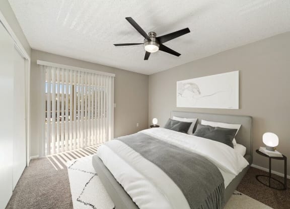 Model bedroom with patio