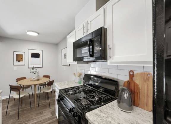 Model kitchen with open dining area