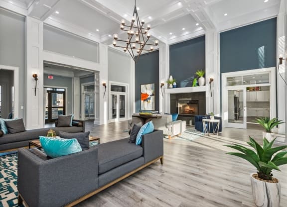 Community lounge interior at Park West Apartments in Houston, Texas