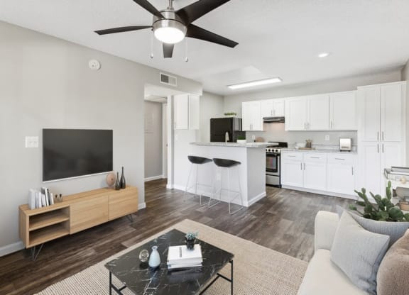 Model living room and kitchen