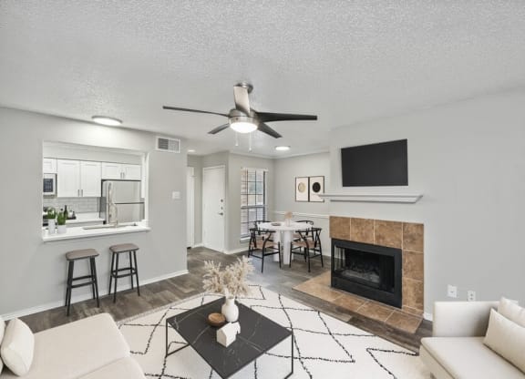 Model living room and kitchen