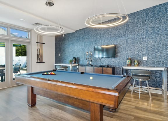 Clubhouse interior with billiards table