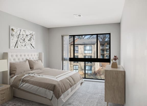 Model bedroom with large window