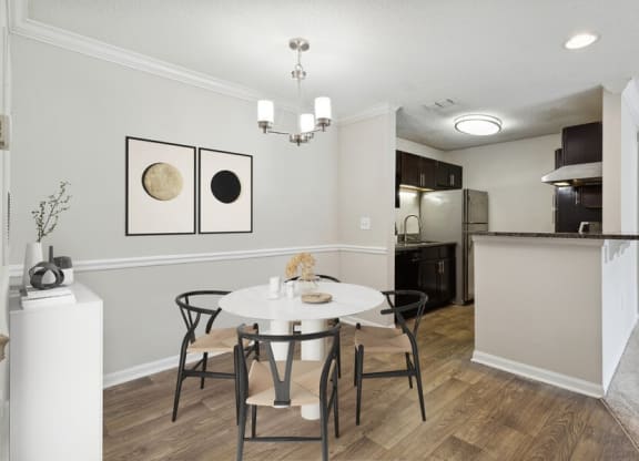 Model dining area and kitchen
