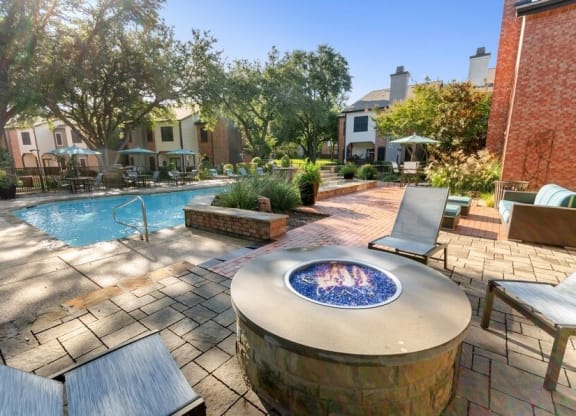 Poolside fire pit
