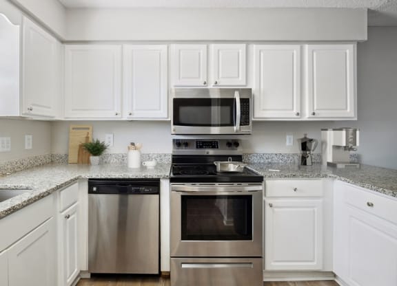 Model kitchen with stainless steel appliances