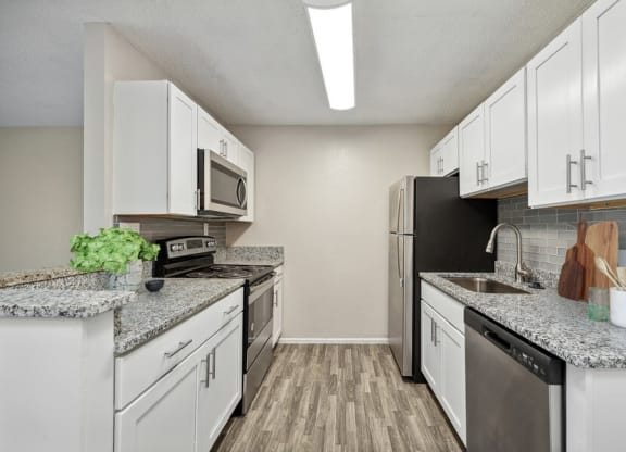 Model kitchen with stainless steel appliances