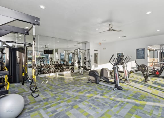 Community gym at Park West Apartments in Houston, Texas