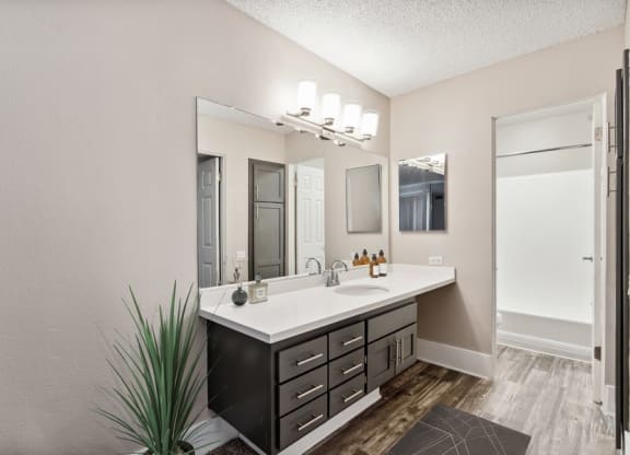 Model bathroom with separate toilet and tub
