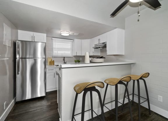 Model kitchen with bar seating