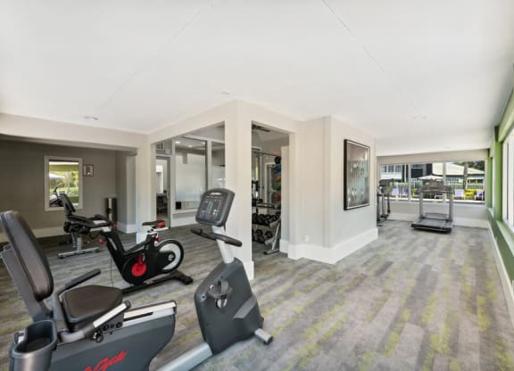 Community Fitness Center with Equipment at Waverley Place Apartments in Naples, FL.