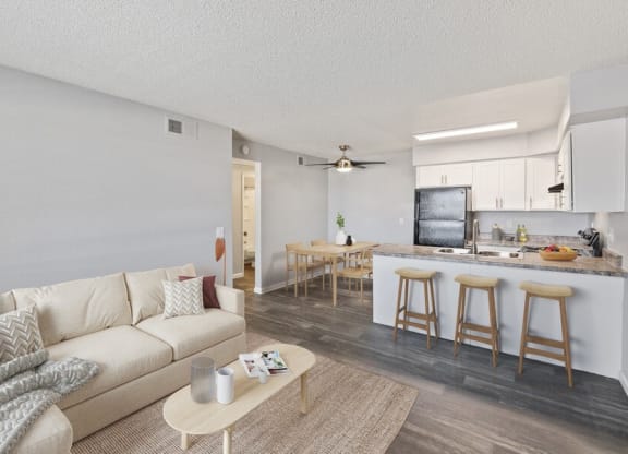 Model living room and kitchen
