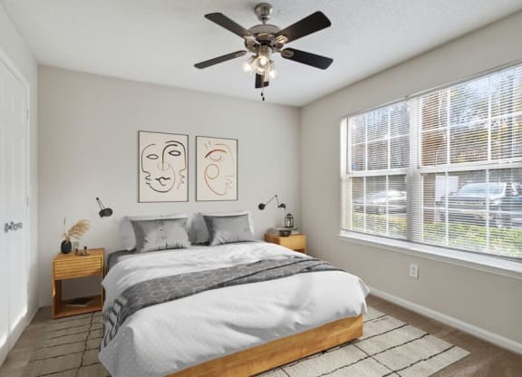 Model bedroom with large window